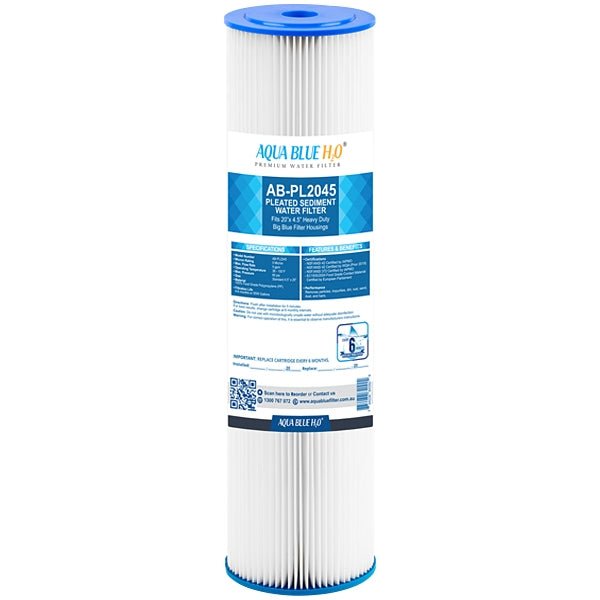 Aqua Blue H2O 20" x 4.5" Whole House Pleated Sediment Cartridge 5 Micron ABPL2045 - 5M - WATER FILTER DISTRIBUTORS