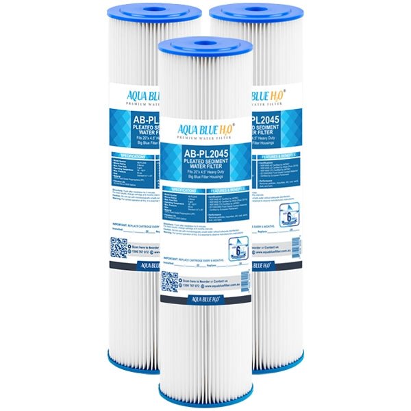 Aqua Blue H2O 20" x 4.5" Whole House Pleated Sediment Cartridge 5 Micron ABPL2045 - 5M - WATER FILTER DISTRIBUTORS
