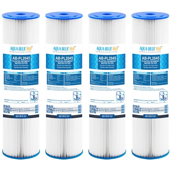 Aqua Blue H2O 20" x 4.5" Whole House Pleated Sediment Cartridge 5 Micron ABPL2045 - 5M - WATER FILTER DISTRIBUTORS