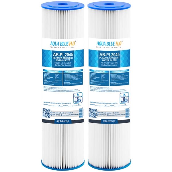 Aqua Blue H2O 20" x 4.5" Whole House Pleated Sediment Cartridge 5 Micron ABPL2045 - 5M - WATER FILTER DISTRIBUTORS