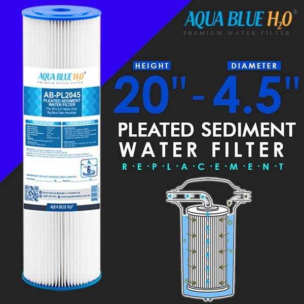 Aqua Blue H2O 20" x 4.5" Whole House Pleated Sediment Cartridge 5 Micron ABPL2045 - 5M - WATER FILTER DISTRIBUTORS