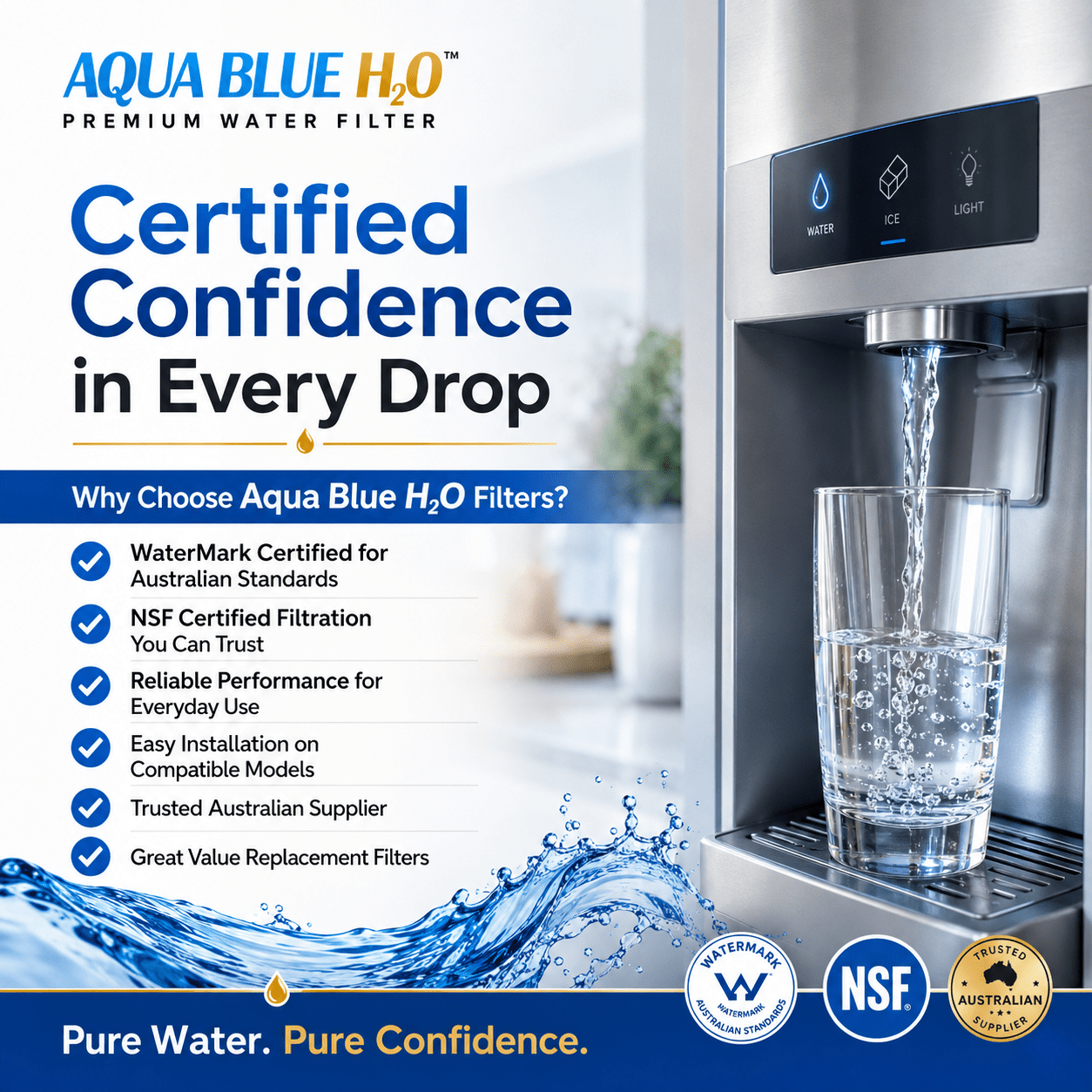 Aqua Blue H2O 847201-WF Fridge Water Filter Replacement Cartridge Image