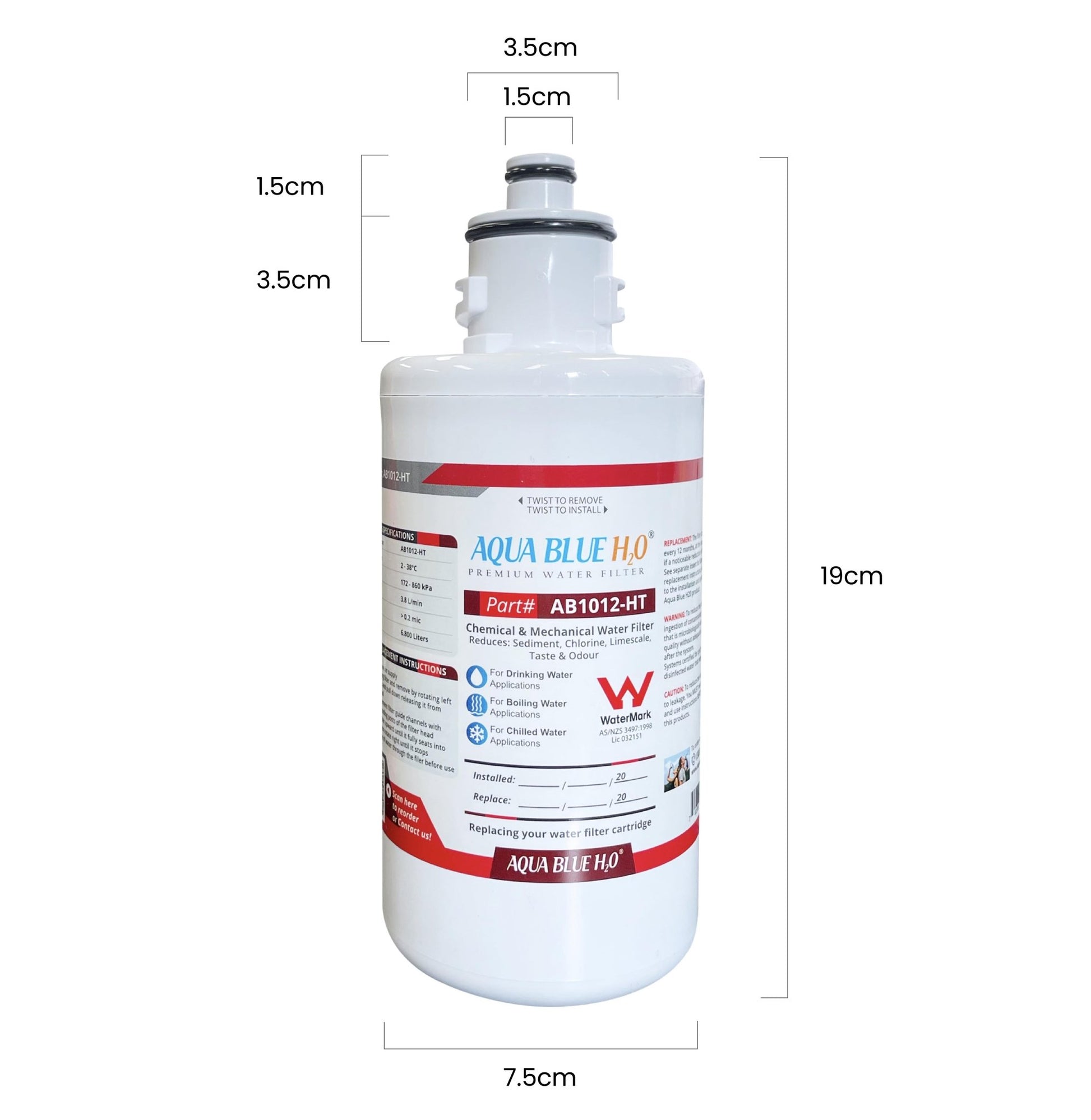Aqua Blue H2O AB1012-HT for ZIP 93702 Replacement Water Filter Cartridge - WATER FILTER DISTRIBUTORS