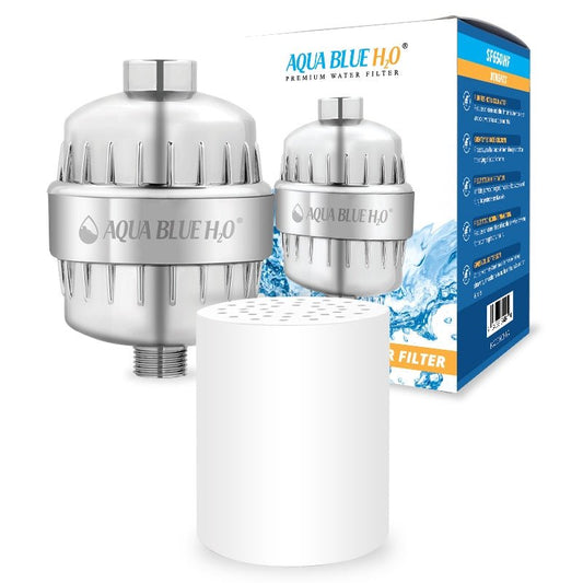 Aqua Blue H2O High Output Luxury 12 Stage Shower Filter KDF and Carbon CALCIUM SULFITE - WATER FILTER DISTRIBUTORS