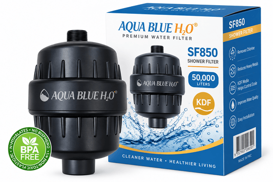 Aqua Blue H₂O Matte Finish Shower Filter – SF850 – 50,000 Litres – KDF - WATER FILTER DISTRIBUTORS