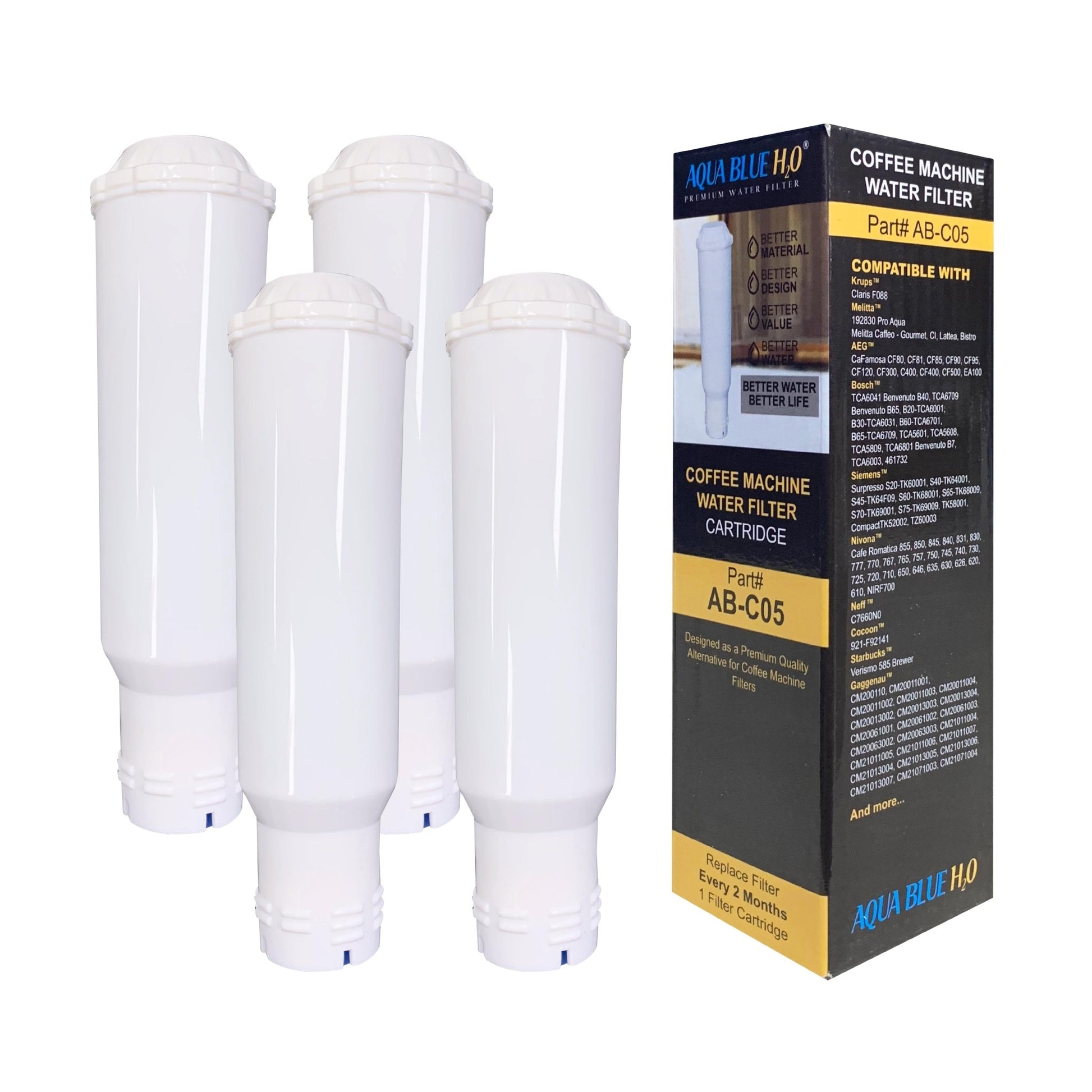 AquaCrest AQK - 04 Compatible Jura Claris White Filter AB - C05 - WATER FILTER DISTRIBUTORS