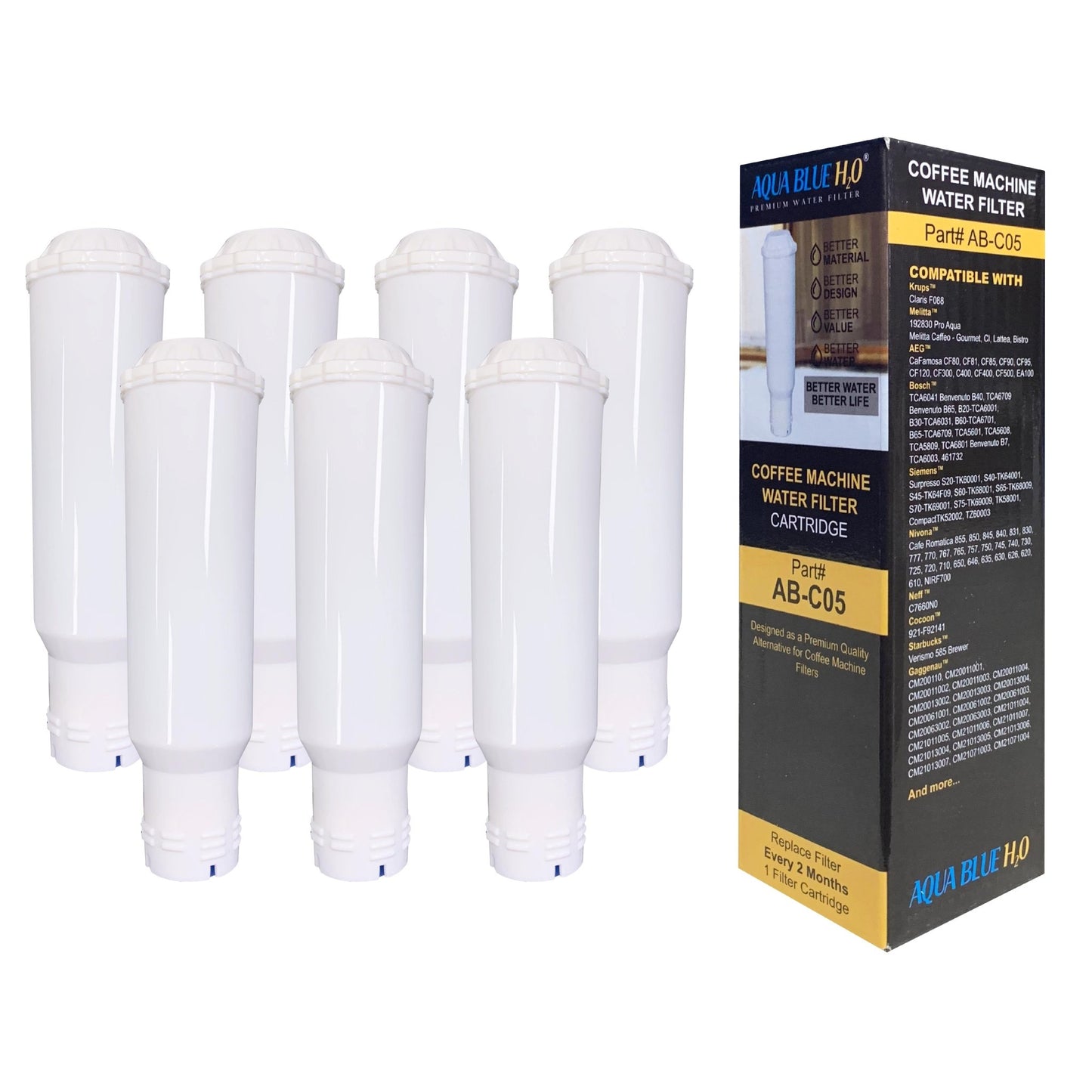 AquaCrest AQK - 04 Compatible Jura Claris White Filter AB - C05 - WATER FILTER DISTRIBUTORS