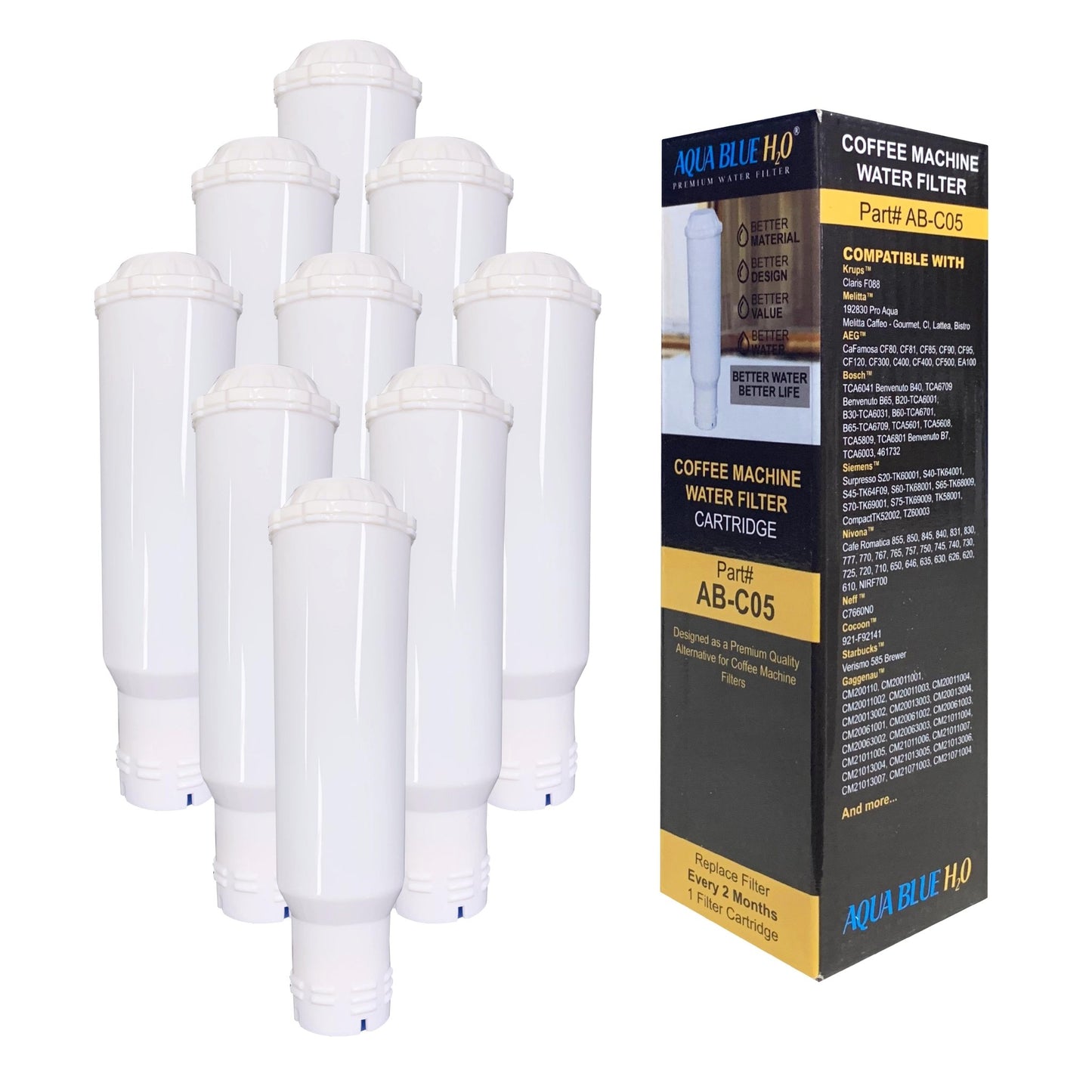 AquaCrest AQK - 04 Compatible Jura Claris White Filter AB - C05 - WATER FILTER DISTRIBUTORS
