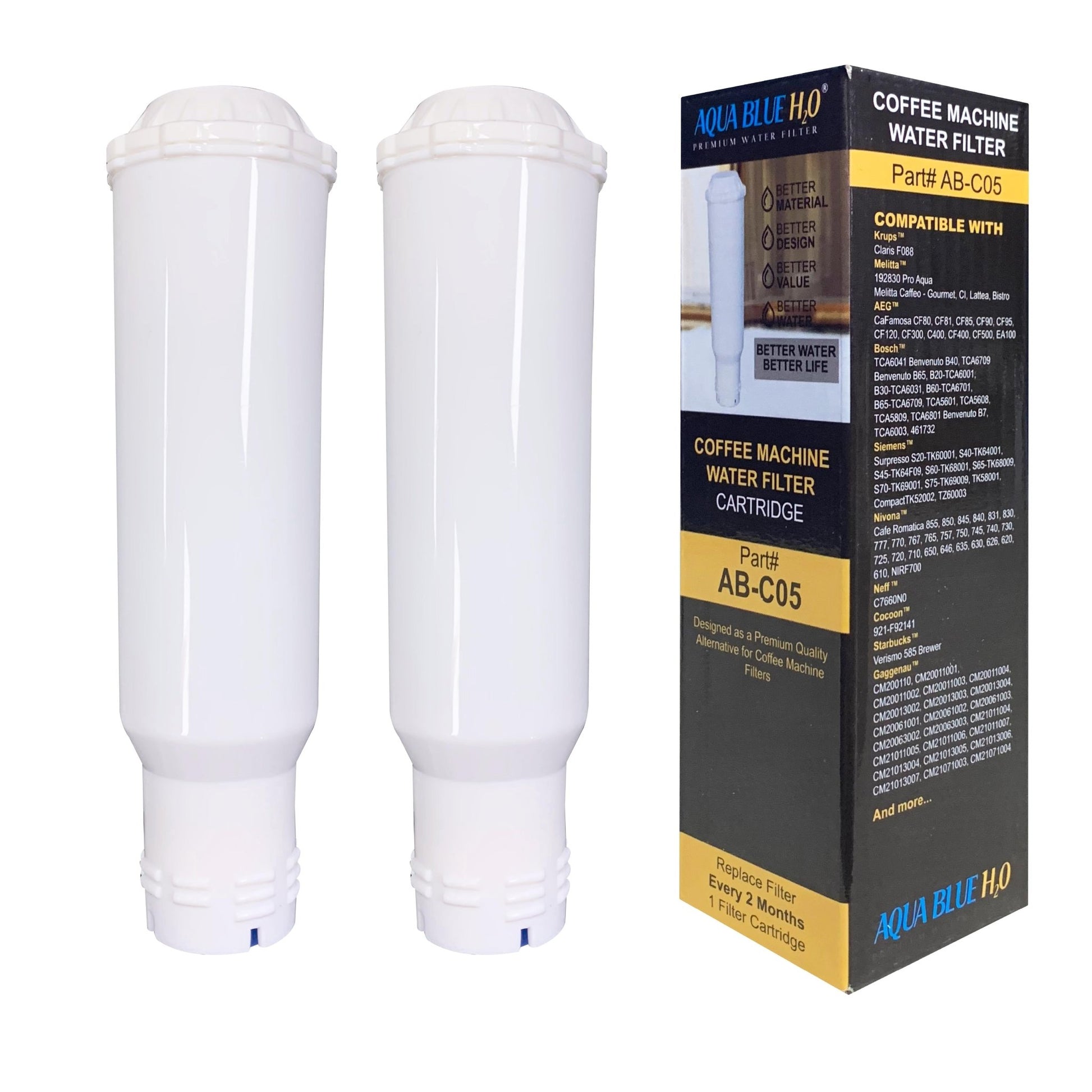 AquaCrest AQK - 04 Compatible Jura Claris White Filter AB - C05 - WATER FILTER DISTRIBUTORS