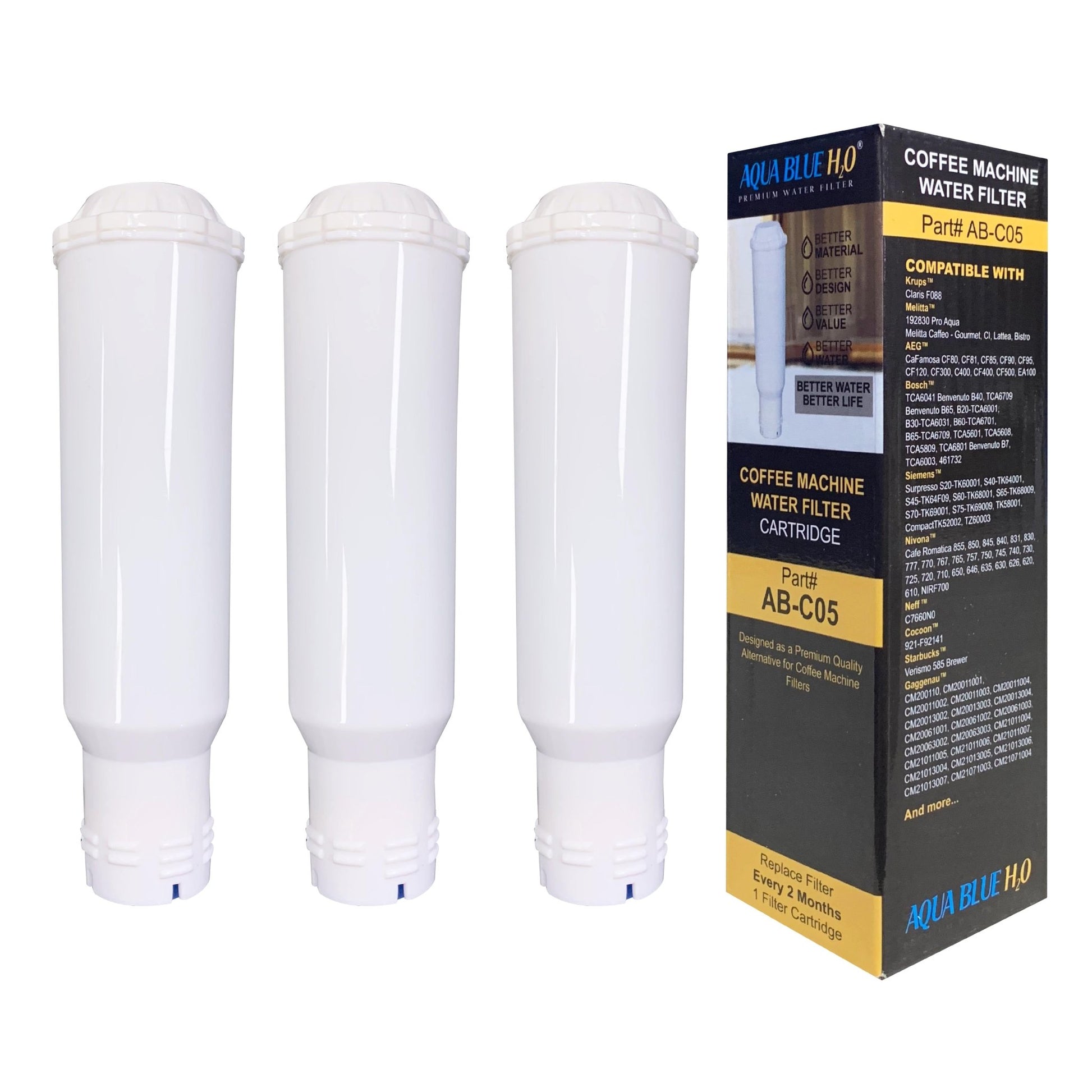 AquaCrest AQK - 04 Compatible Jura Claris White Filter AB - C05 - WATER FILTER DISTRIBUTORS