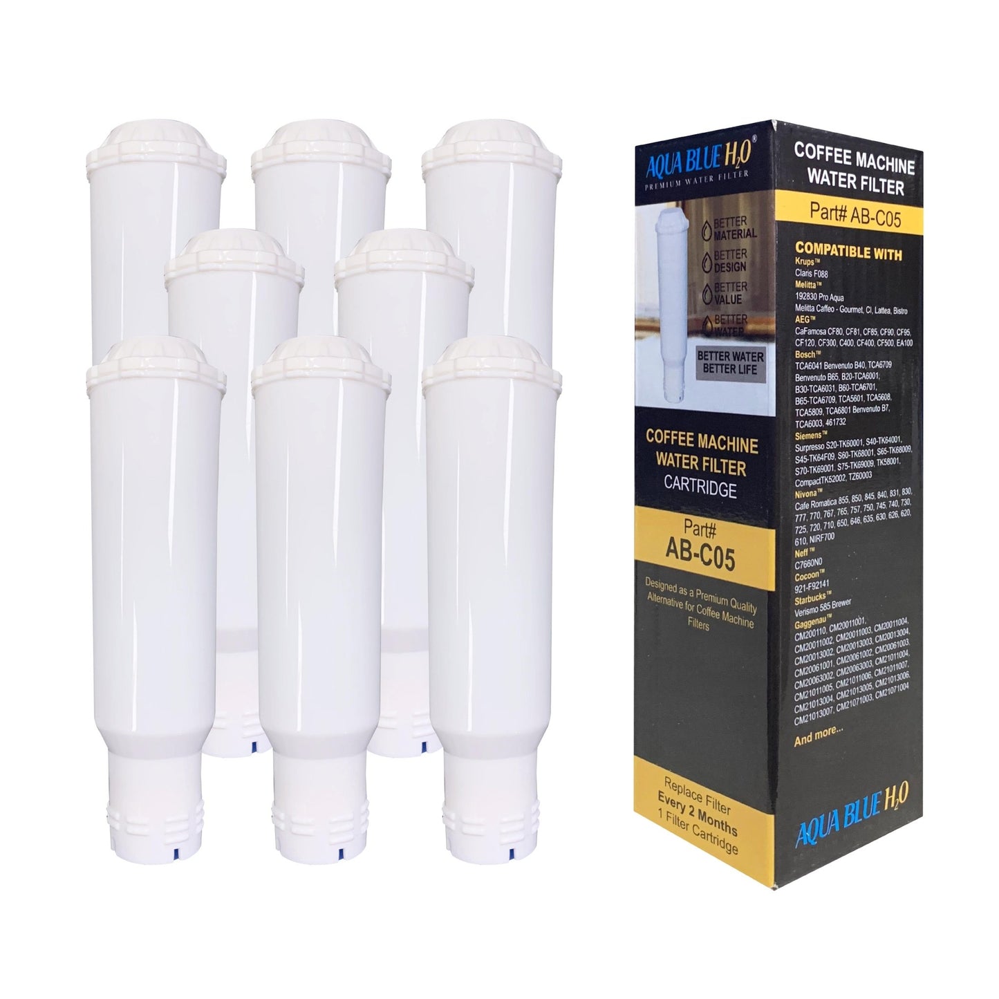 AquaCrest AQK - 04 Compatible Jura Claris White Filter AB - C05 - WATER FILTER DISTRIBUTORS