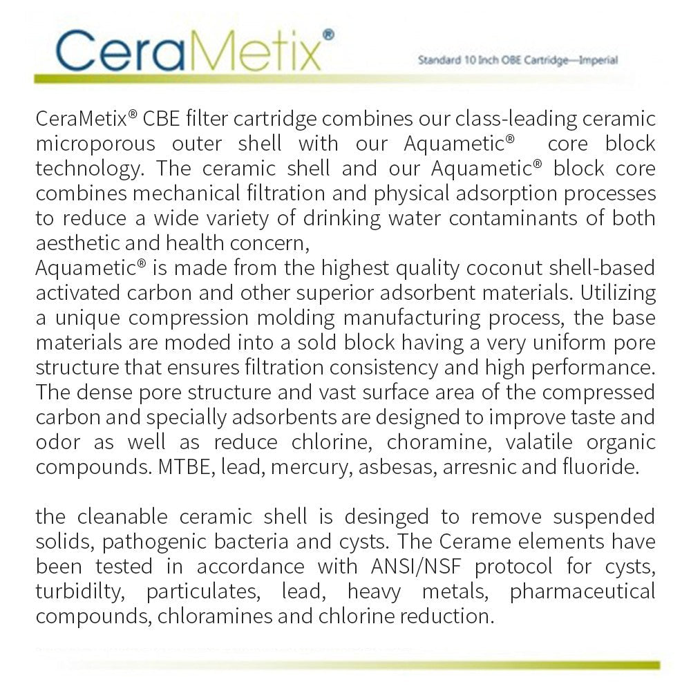 Aquametix Cerametix Fluoride Ceramic OBE Cartridge 10" x 2.5" CB - CeraM - 10 - WATER FILTER DISTRIBUTORS