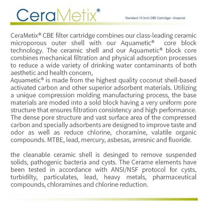 Aquametix Cerametix Fluoride Ceramic OBE Cartridge 10" x 2.5" CB - CeraM - 10 - WATER FILTER DISTRIBUTORS