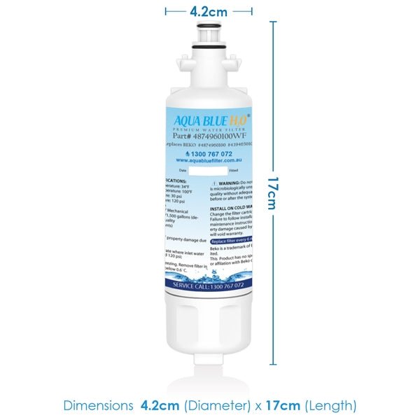 Beko 4874960100 Internal replacement filter by Aqua Blue H2O - WATER FILTER DISTRIBUTORS
