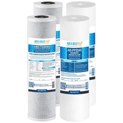 Big Blue 20"x4.5" Whole House CTO Carbon Block 5M, Sediment Polyspun Water Filter 2 Pcs Set - WATER FILTER DISTRIBUTORS