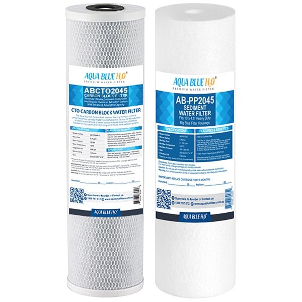 Big Blue 20"x4.5" Whole House CTO Carbon Block 5M, Sediment Polyspun Water Filter 2 Pcs Set - WATER FILTER DISTRIBUTORS
