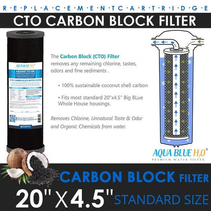 Big Blue 20"x4.5" Whole House CTO Carbon Block Pleated Sediment Polyspun Water Filter 3 Pcs Set - WATER FILTER DISTRIBUTORS