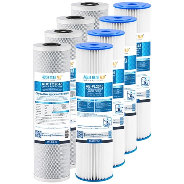 Big Blue 20"x4.5" Whole House CTO Carbon Block Pleated Sediment Water Filter 2 Pcs Set - WATER FILTER DISTRIBUTORS