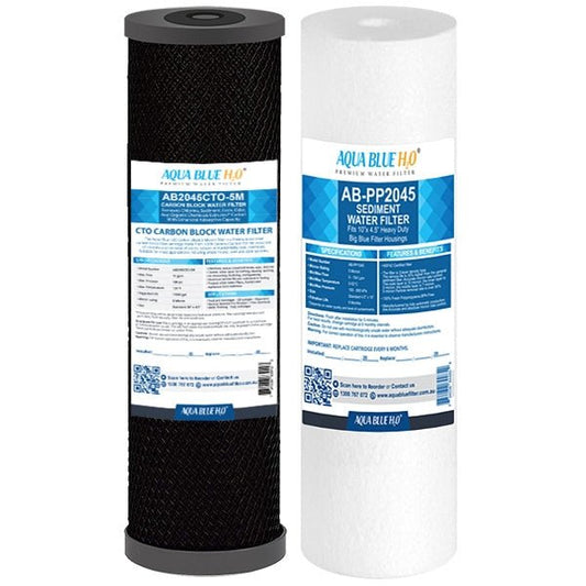 Big Blue 20"x4.5" Whole House CTO Carbon Block Sediment Polyspun Water Filter 2 Pcs Set - WATER FILTER DISTRIBUTORS