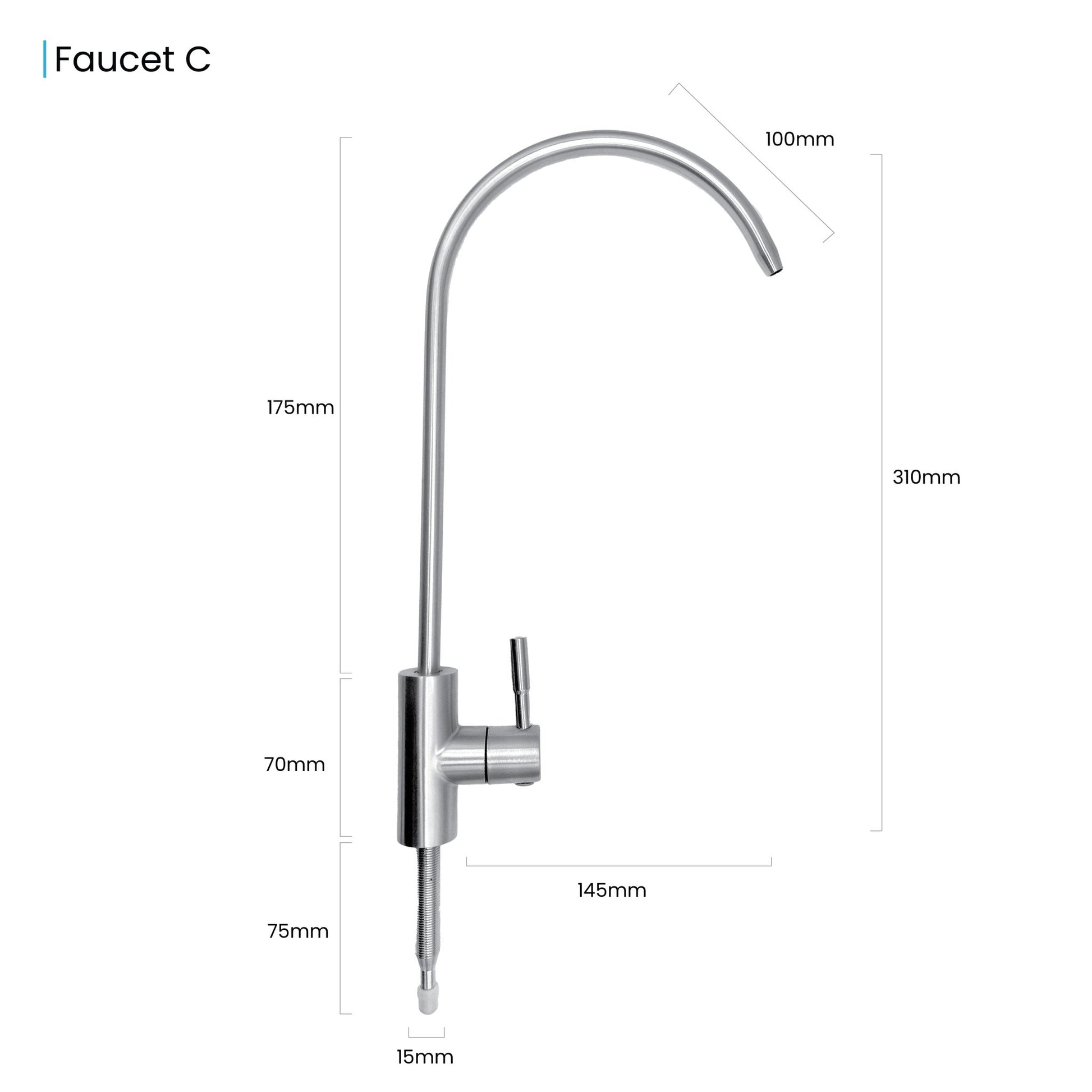 Boston Water Filter Faucet Full Stainless Steel 304 - WATER FILTER DISTRIBUTORS