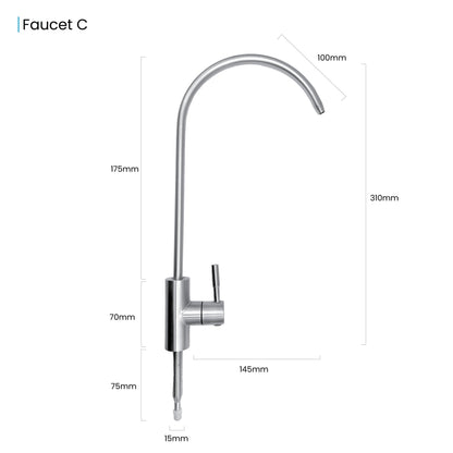 Boston Water Filter Faucet Full Stainless Steel 304 - WATER FILTER DISTRIBUTORS