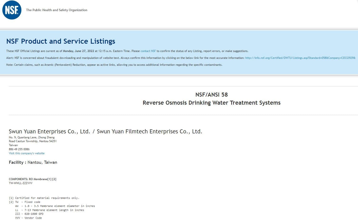 Clean Pure Reverse Osmosis Membrane TW 1812 100 FILMTECH - WATER FILTER DISTRIBUTORS