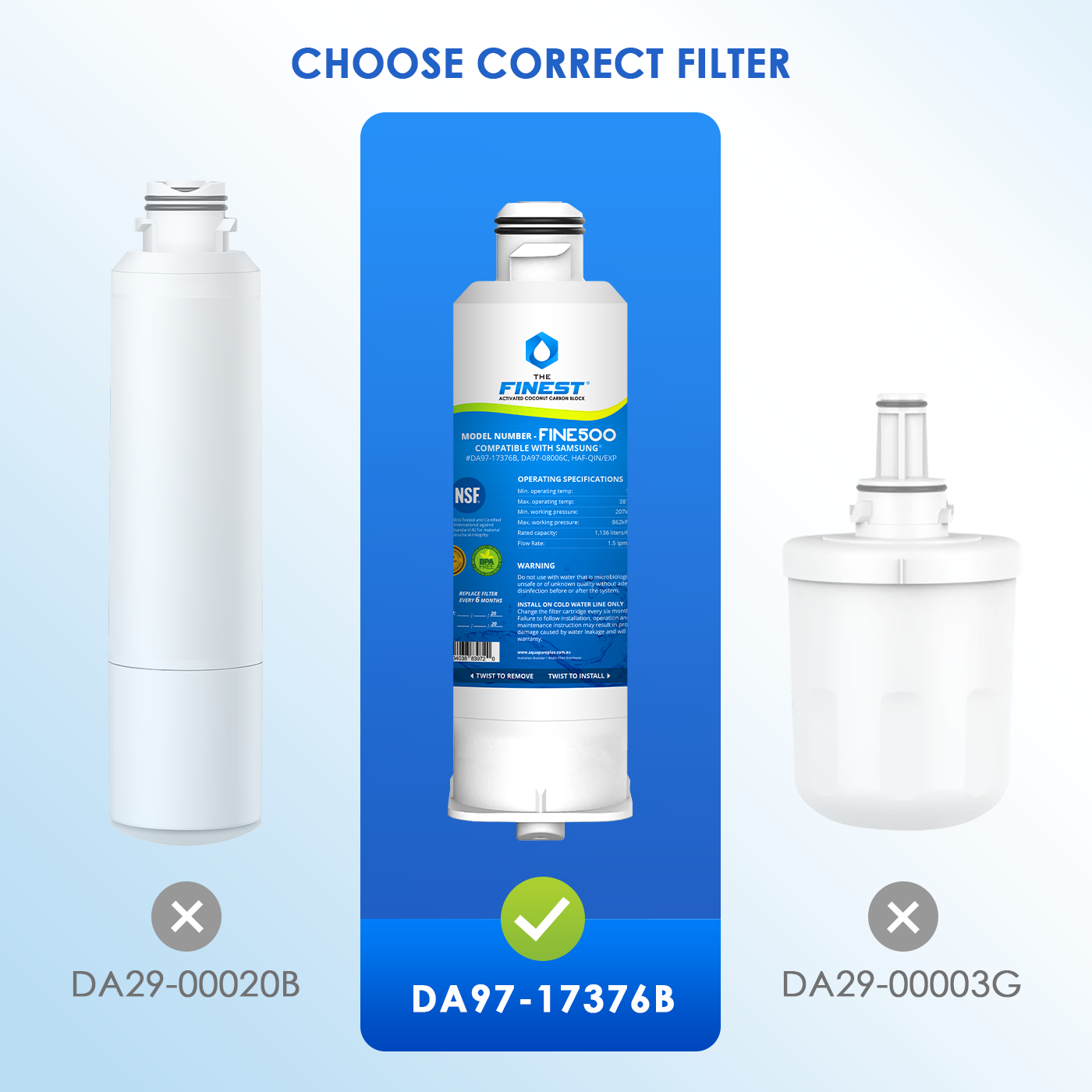 4x FINE500 DA97-17376B Samsung Compatible Replacement Water Filter