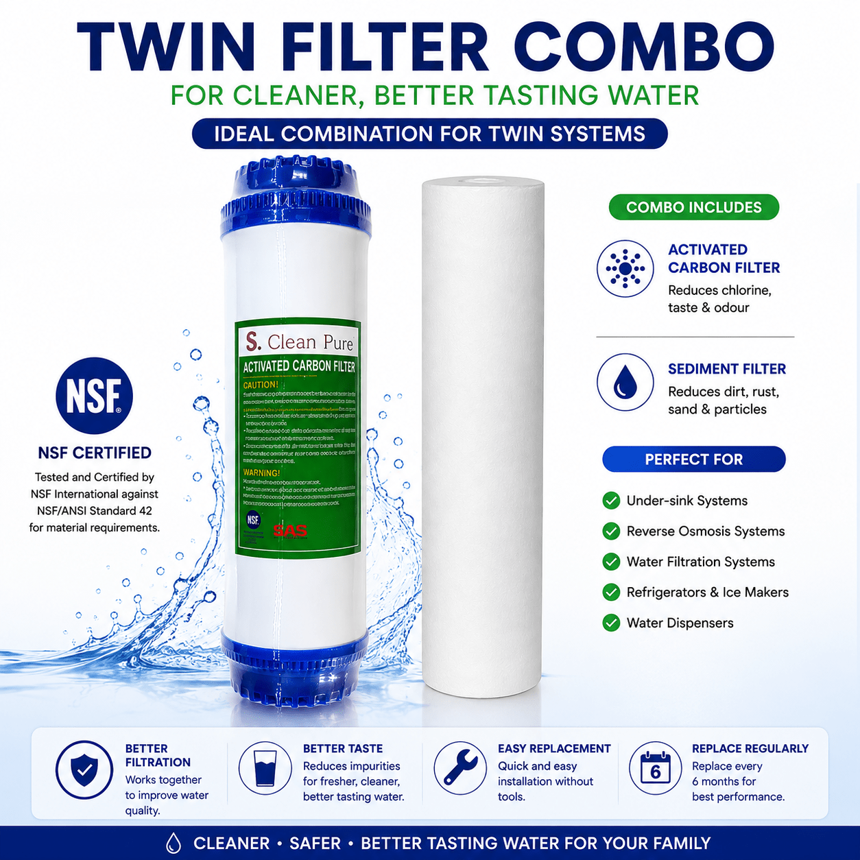 GAC Carbon Water Filter Replacement AB - GAC1025 with Polyspun Sediment Water Filter - WATER FILTER DISTRIBUTORS