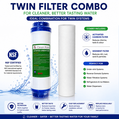 GAC Carbon Water Filter Replacement AB - GAC1025 with Polyspun Sediment Water Filter - WATER FILTER DISTRIBUTORS