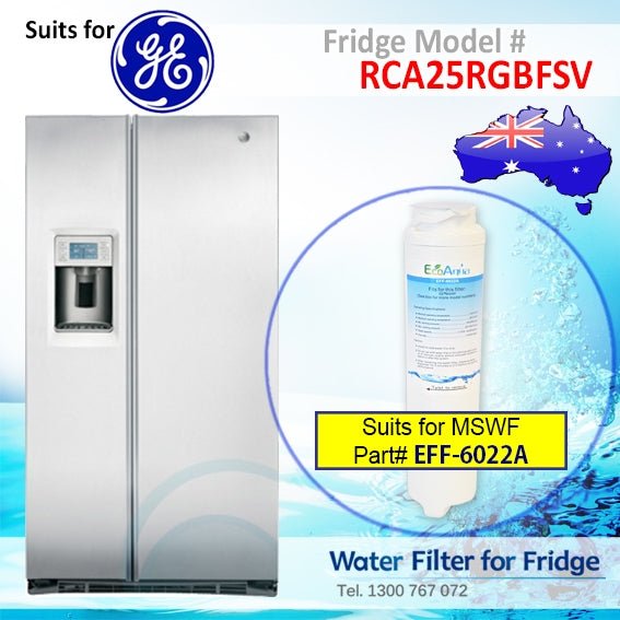 GE RCA25RGBFSV Fridge Model Aqua Blue H2O MSWF Water Filter Compatible Replacement - WATER FILTER DISTRIBUTORS