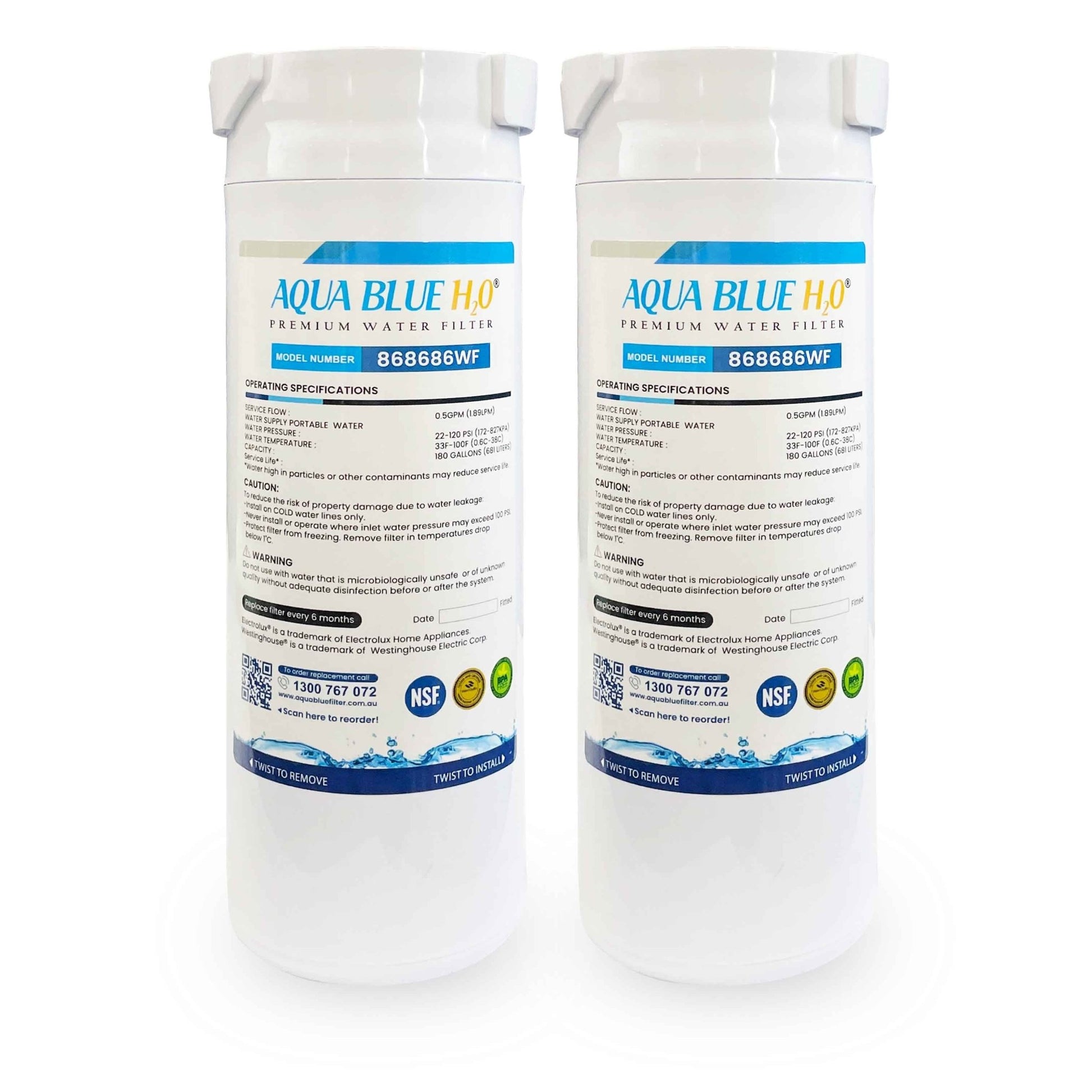 Haier Fridge Filter 868686 replacement by Premium Aqua Blue H20 - WATER FILTER DISTRIBUTORS