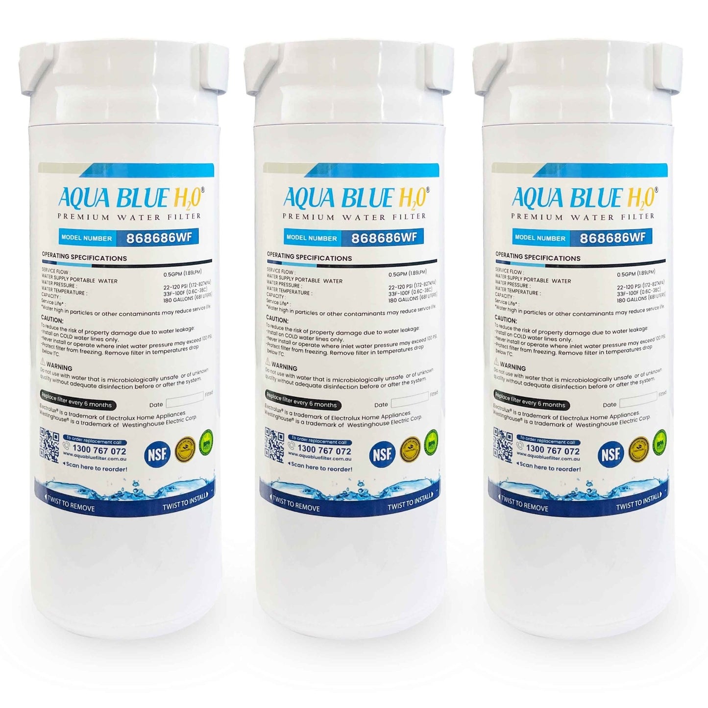 Haier Fridge Filter 868686 replacement by Premium Aqua Blue H20 - WATER FILTER DISTRIBUTORS