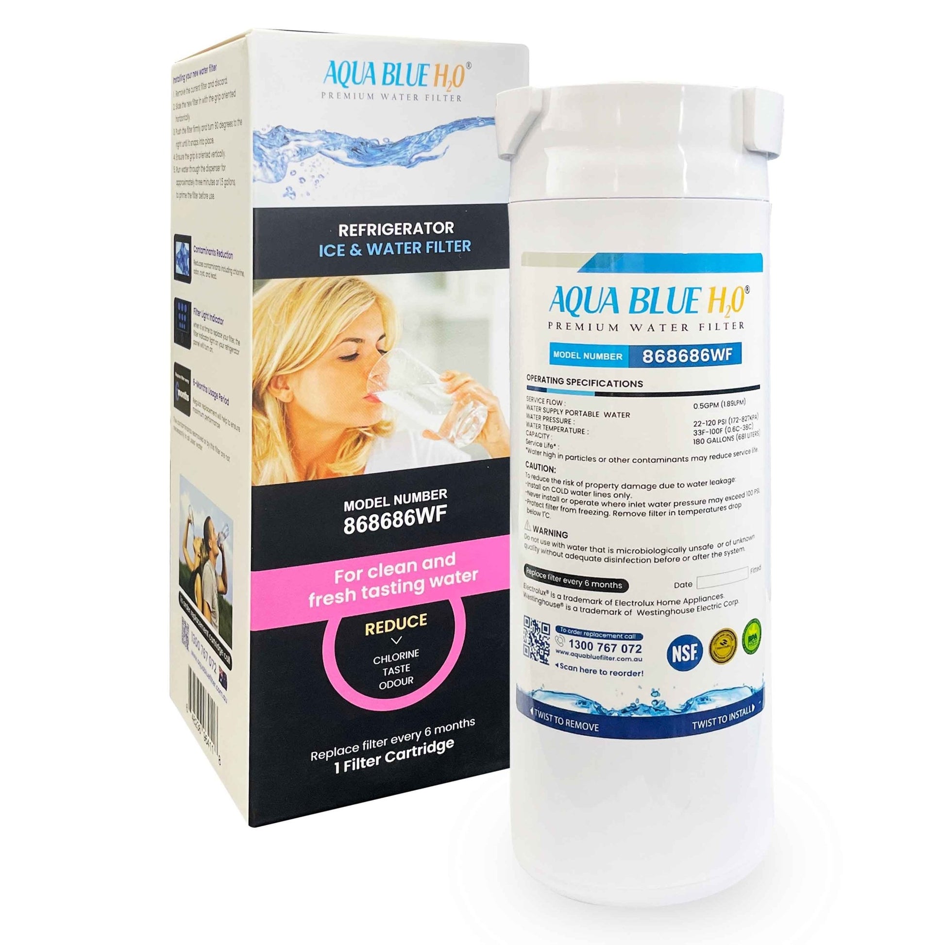 Haier Fridge Filter 868686 replacement by Premium Aqua Blue H20 - WATER FILTER DISTRIBUTORS