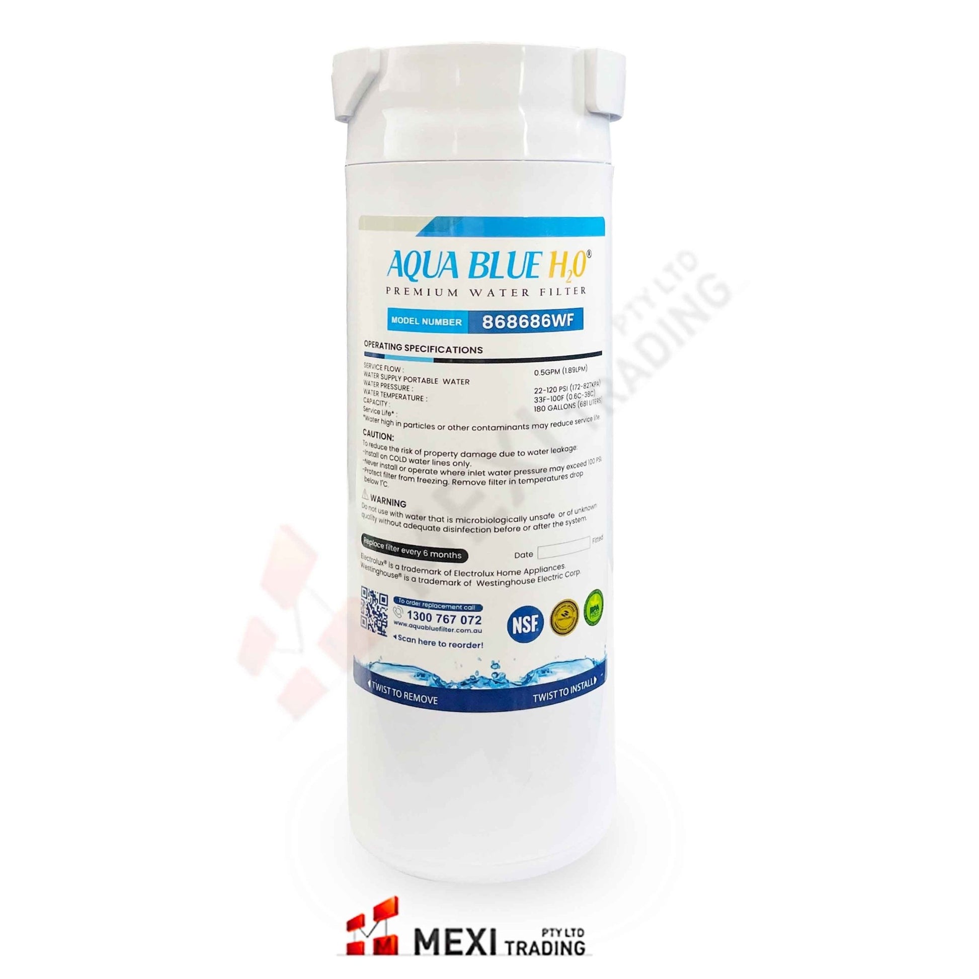 Haier Fridge Filter 868686 replacement by Premium Aqua Blue H20 - WATER FILTER DISTRIBUTORS