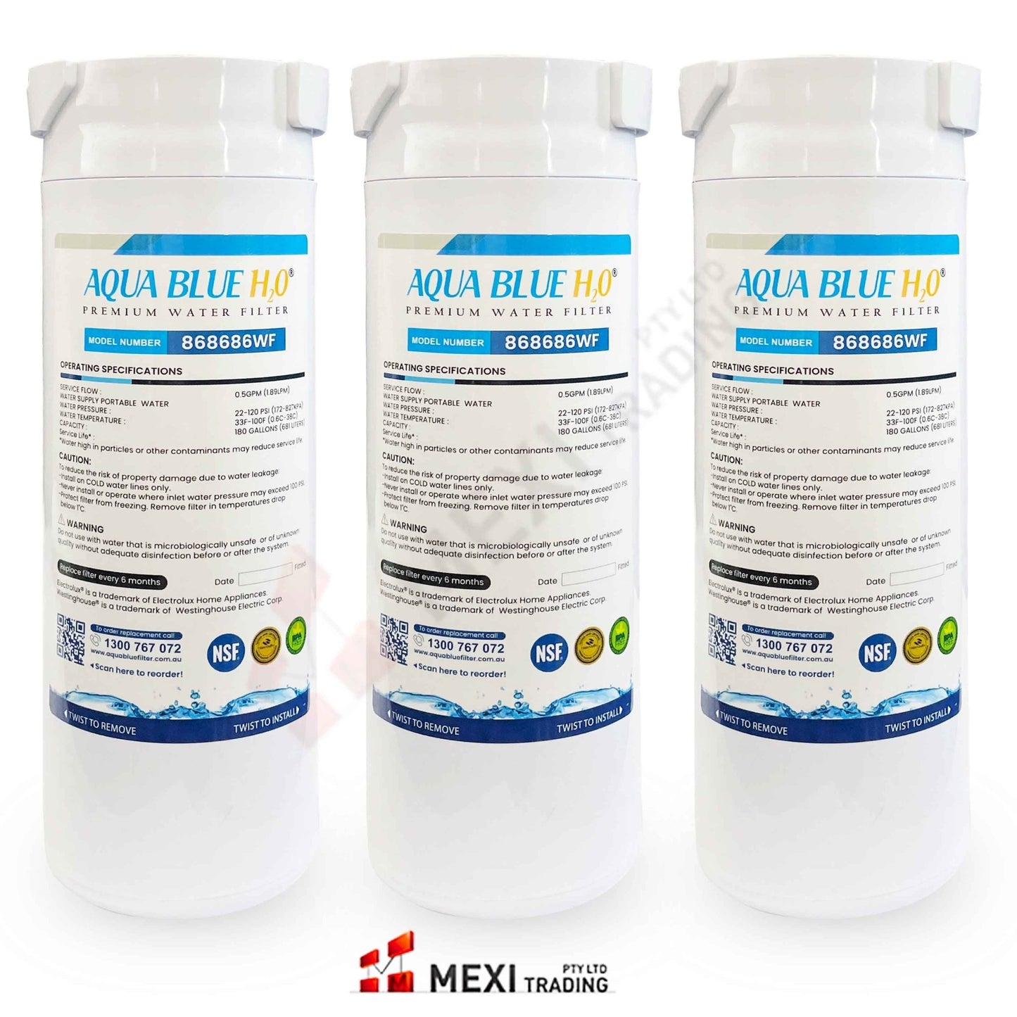 Haier Fridge Filter 868686 replacement by Premium Aqua Blue H20 - WATER FILTER DISTRIBUTORS