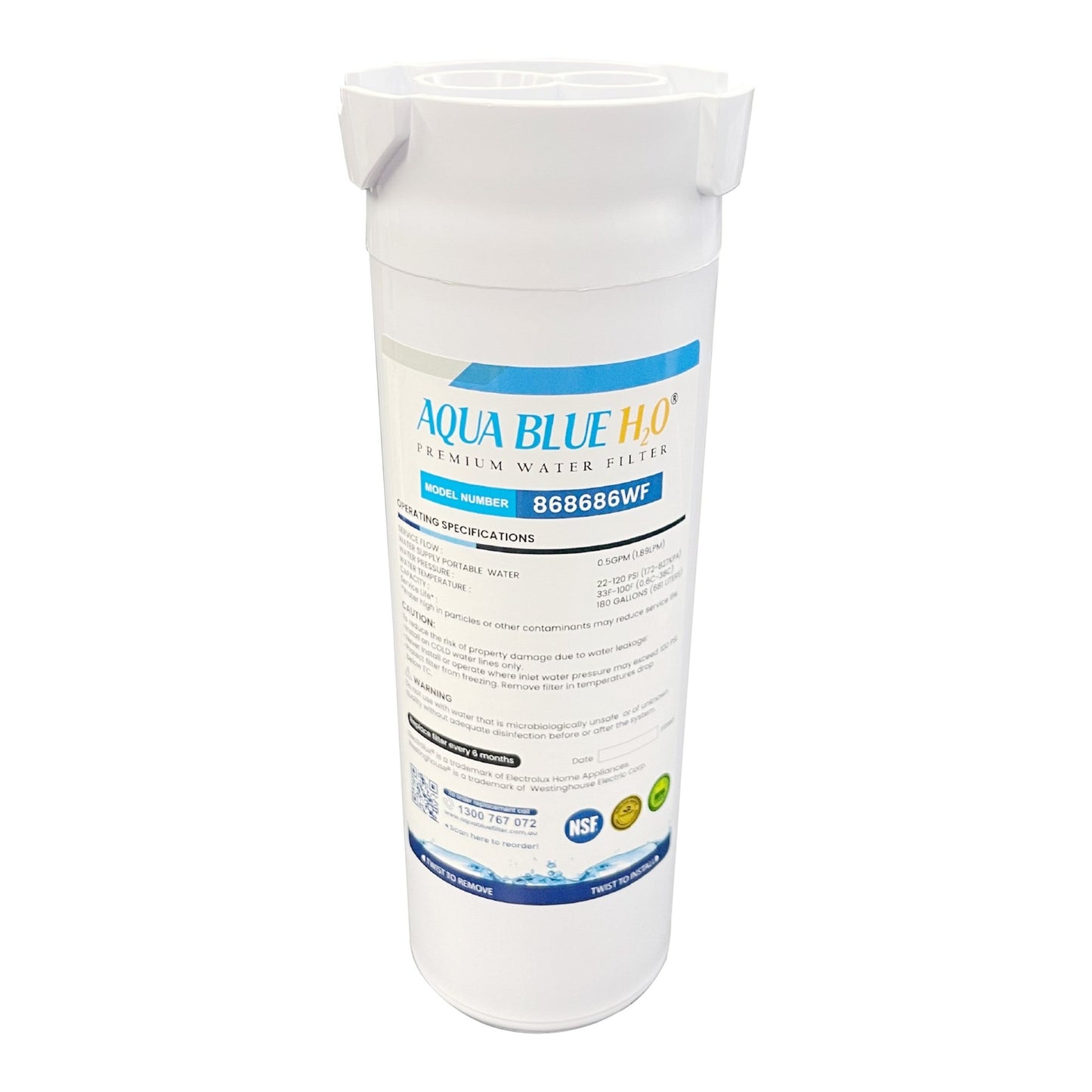 Haier Fridge Filter 868686 replacement by Premium Aqua Blue H20 - WATER FILTER DISTRIBUTORS