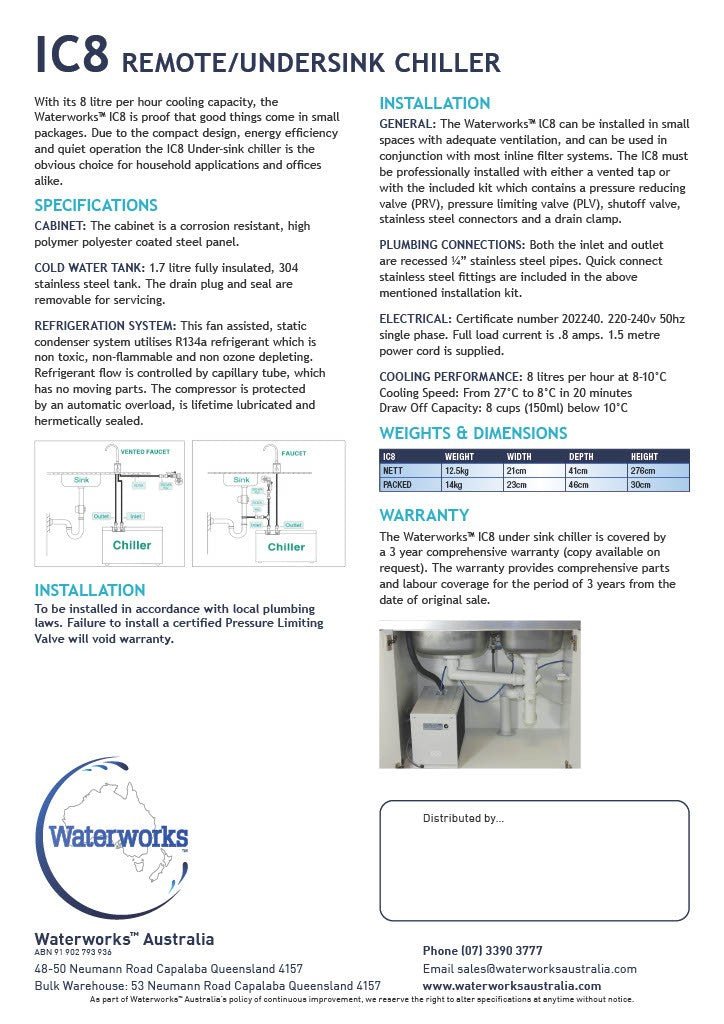 IC8 REMOTE/UNDERSINK CHILLER REMOTE/UNDERSINK CHILLER - WATER FILTER DISTRIBUTORS