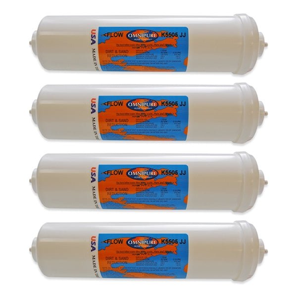 IPW Industries Inc - Omnipure - (K5505 - JJ) - 10" x 2.5" Sediment Inline Filter - 5 Micron 1/4" OD Quick Connect - WATER FILTER DISTRIBUTORS