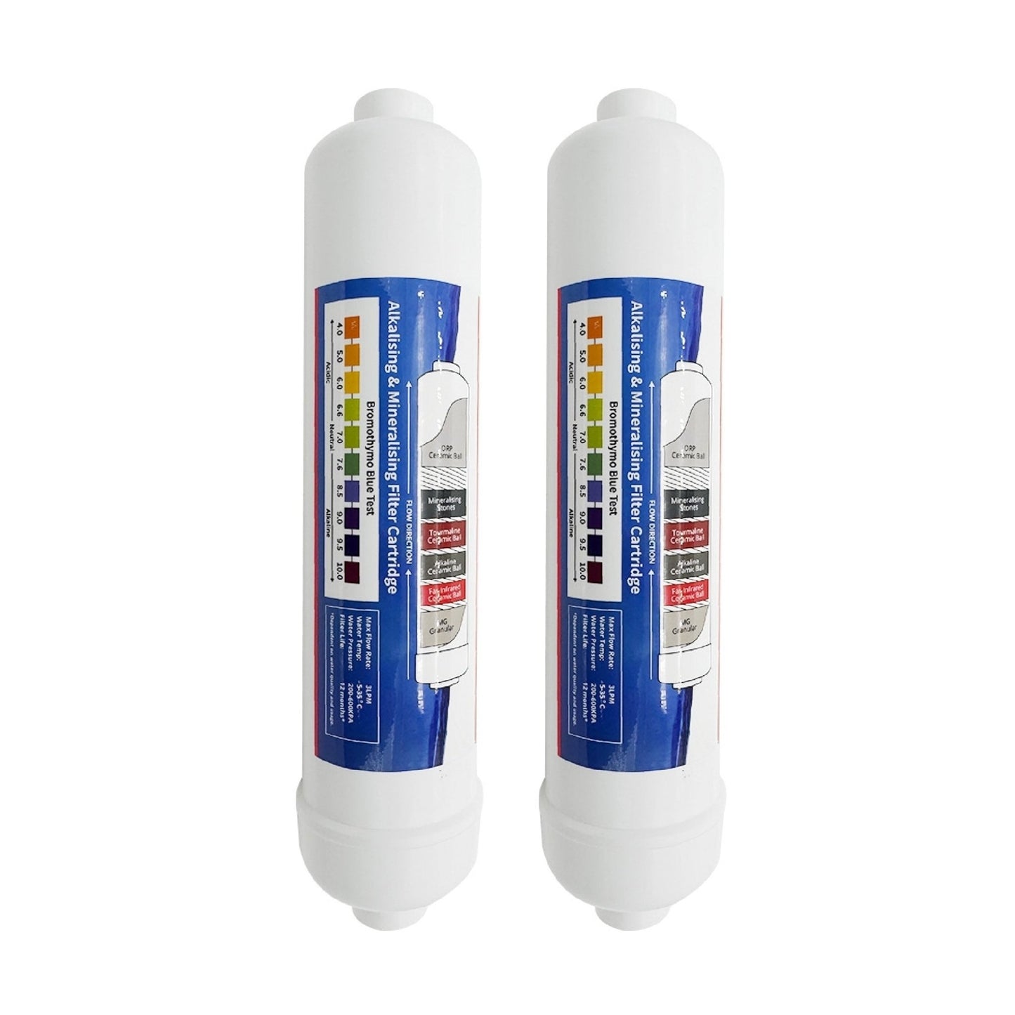 K Series Alkaline Water Filter Replacement Cartridge 10" 1/4" push fit connection - WATER FILTER DISTRIBUTORS