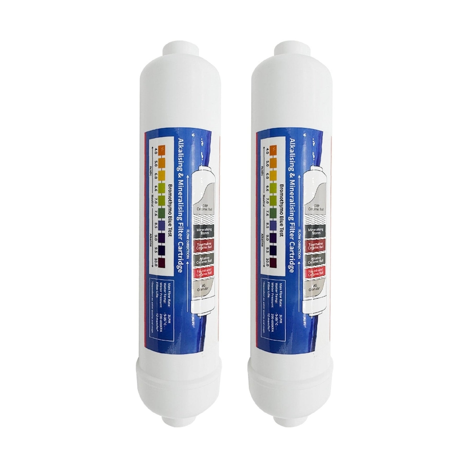K Series Alkaline Water Filter Replacement Cartridge 10" 1/4" push fit connection - WATER FILTER DISTRIBUTORS