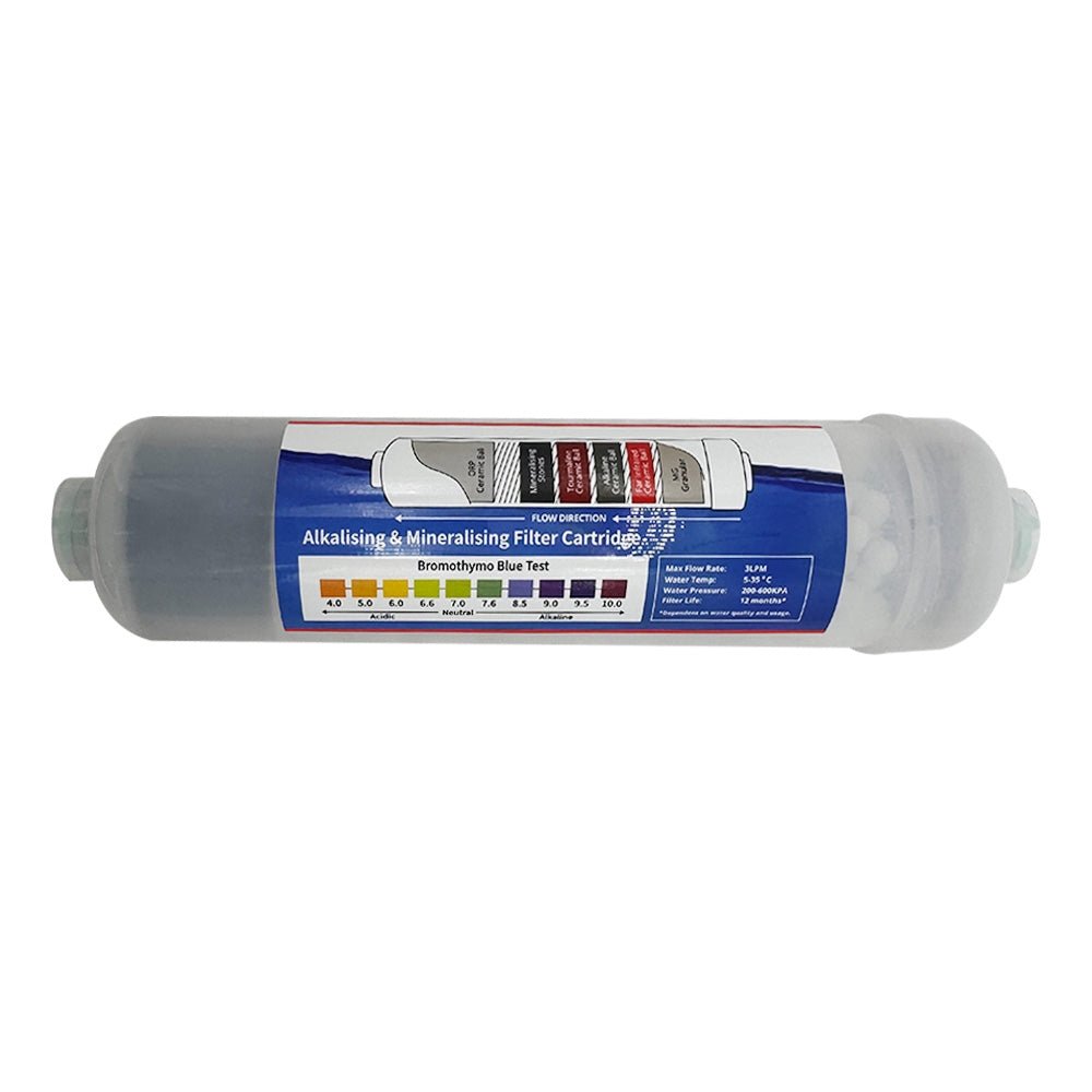 K Series Transparent Alkaline Water Filter Replacement Cartridge 10" 1/4" push fit connection - WATER FILTER DISTRIBUTORS
