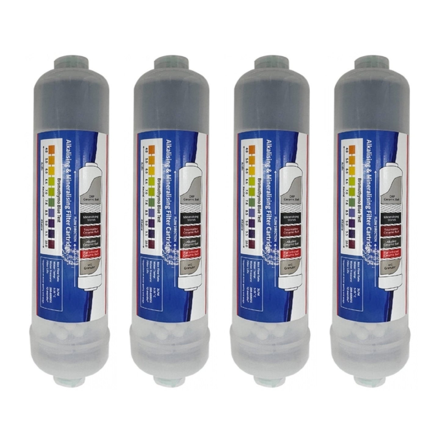K Series Transparent Alkaline Water Filter Replacement Cartridge 10" 1/4" push fit connection - WATER FILTER DISTRIBUTORS