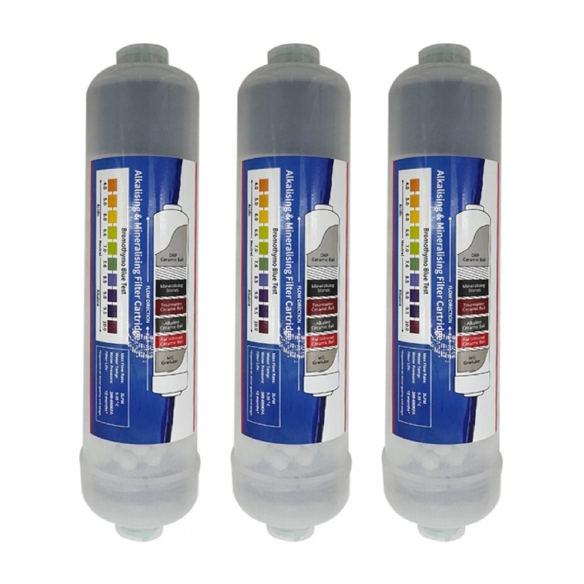 K Series Transparent Alkaline Water Filter Replacement Cartridge 10" 1/4" push fit connection - WATER FILTER DISTRIBUTORS