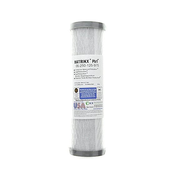 KX Matrikx Pb1 0.5 MIC 10 inch 06 - 250 - 125 - 975 KX MATRIKX Pb1, 10" Length (9.75" Actual) - WATER FILTER DISTRIBUTORS
