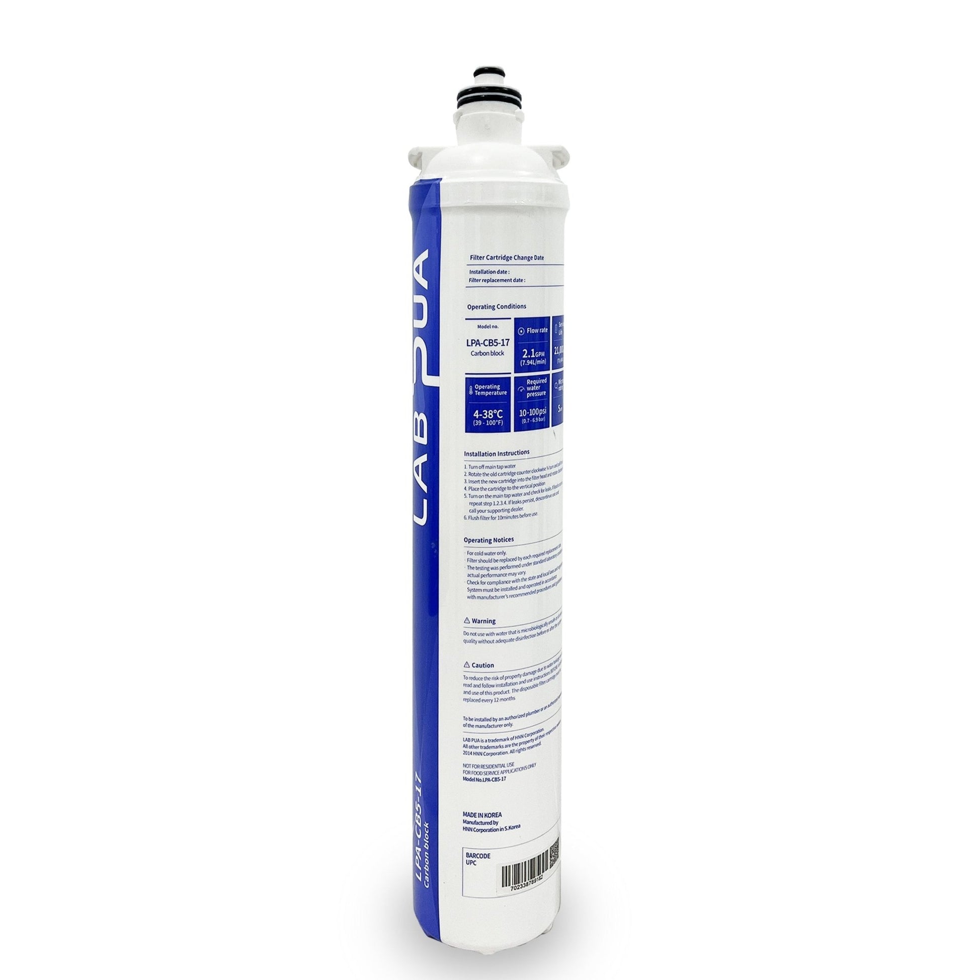 Lab Pua LPA - CB5 - 17 (5um carbon block, 17″L) - WATER FILTER DISTRIBUTORS