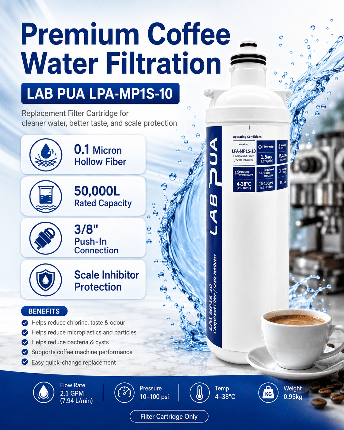 Lab Pua LPA-MP1S-10 (0.1um composite, UF membrane & Scale inhibitor, 10″L) - WATER FILTER DISTRIBUTORS