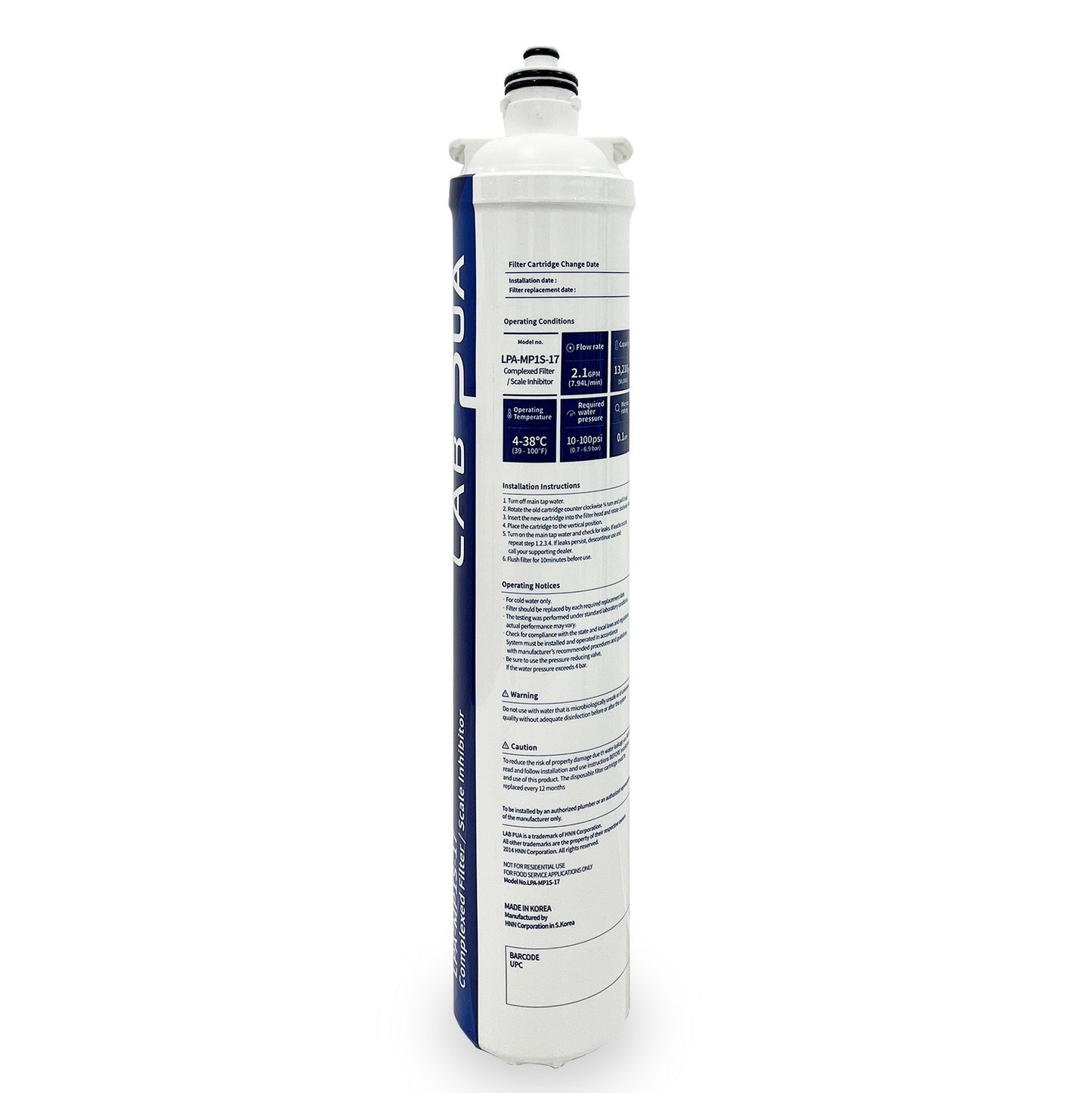 LAB PUA LPA - MP1S - 17 (0.1um composite, UF membrane & Scale inhibitor, 17″L) - WATER FILTER DISTRIBUTORS