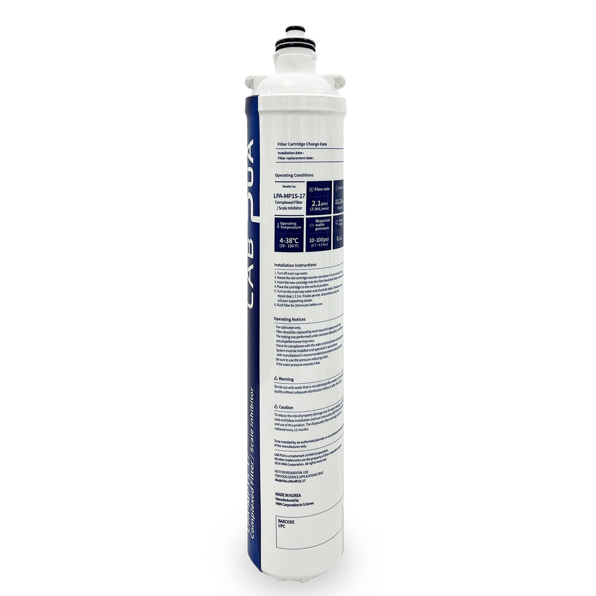 LAB PUA LPA - MP1S - 17 (0.1um composite, UF membrane & Scale inhibitor, 17″L) - WATER FILTER DISTRIBUTORS