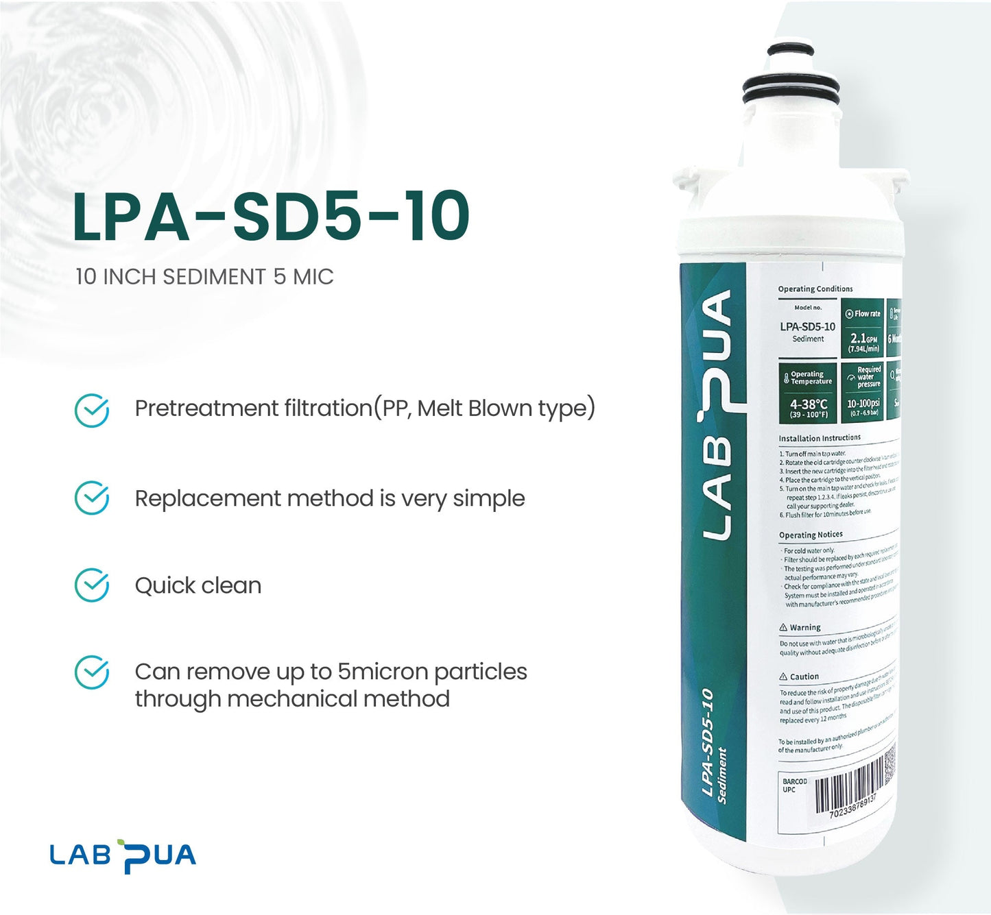 Lab Pua Residential Water Filter header+1/4"Hose Kit 10 Inch Series - WATER FILTER DISTRIBUTORS