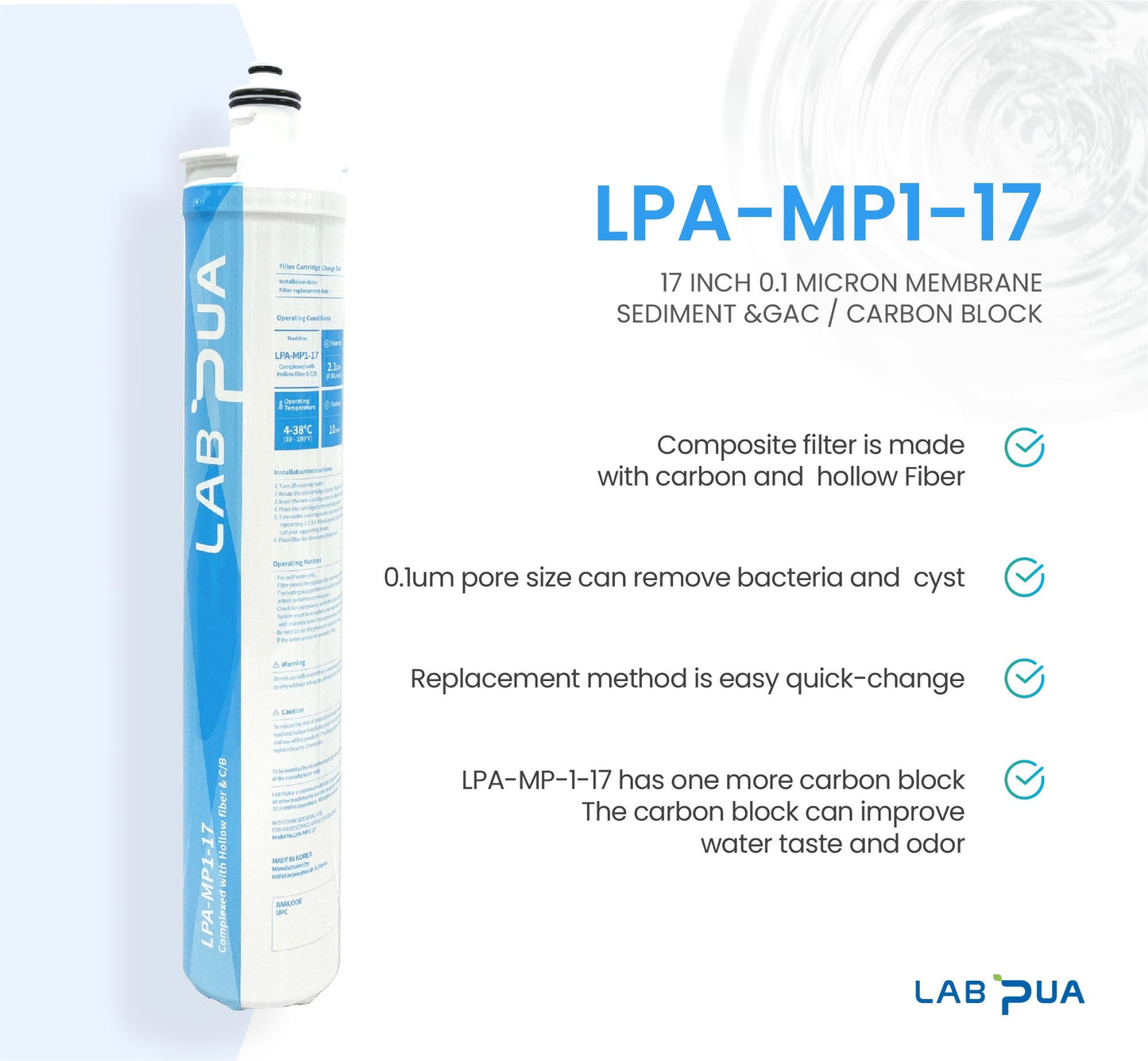 Lab Pua Residential Water Filter header+1/4"Hose Kit 17 Inch Series - WATER FILTER DISTRIBUTORS